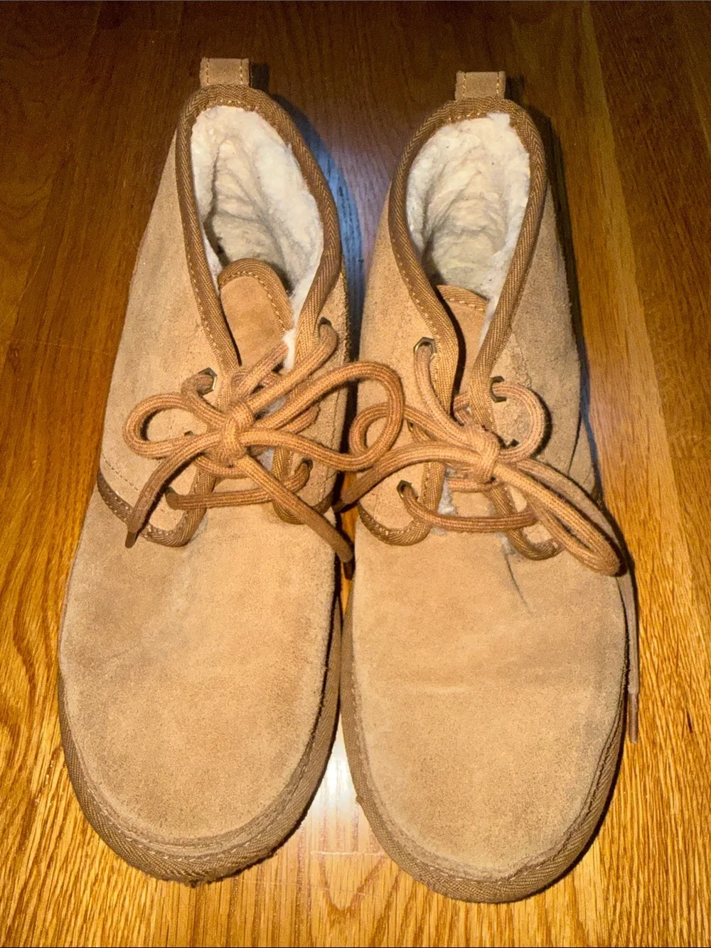 UGG Neumel Chestnut Suede Lace-Up Shearling Ankle Boots